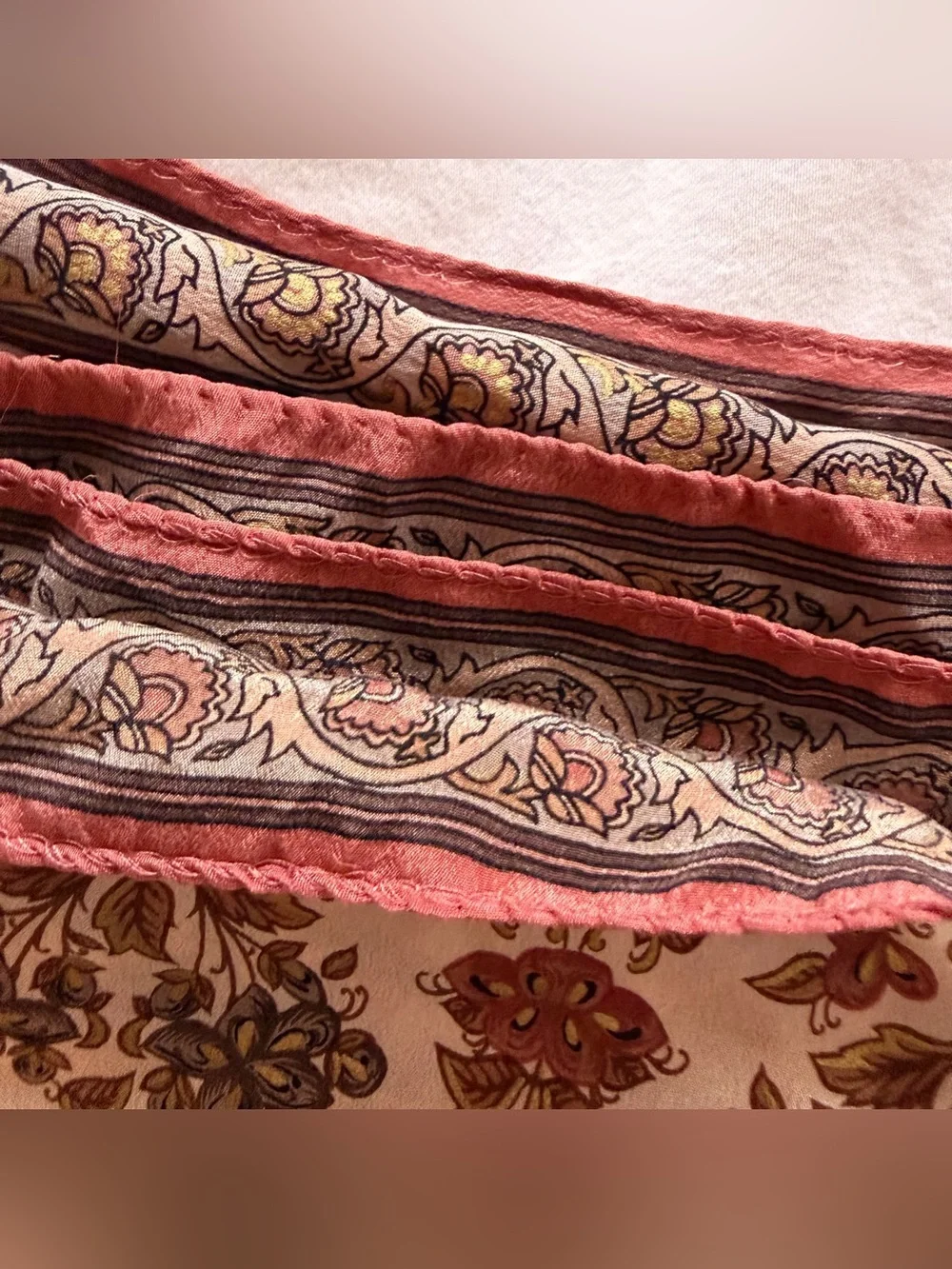 Oscar de la Renta Vintage Silk Floral Square Scarf 30x30 Brown/Tan